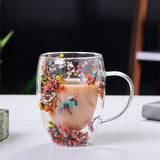 Dry Flower Double Wall Glass Cup