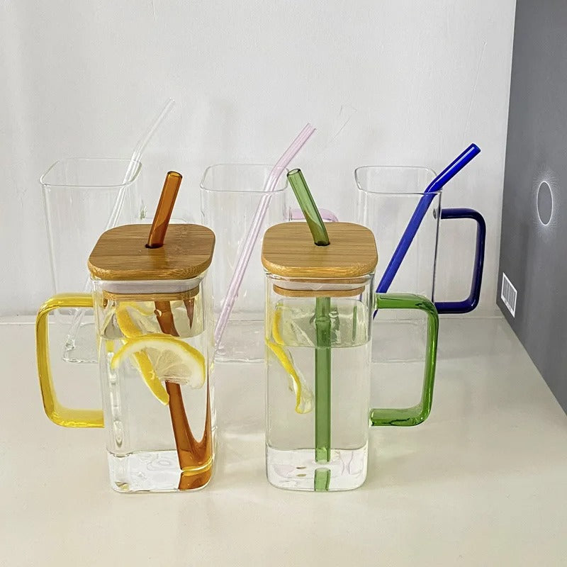 Glass Cup with Bamboo Lid (450ml)