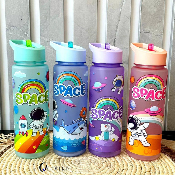 Kids' Space-Themed Tritan Water Bottles with Straw Lid - 600ml