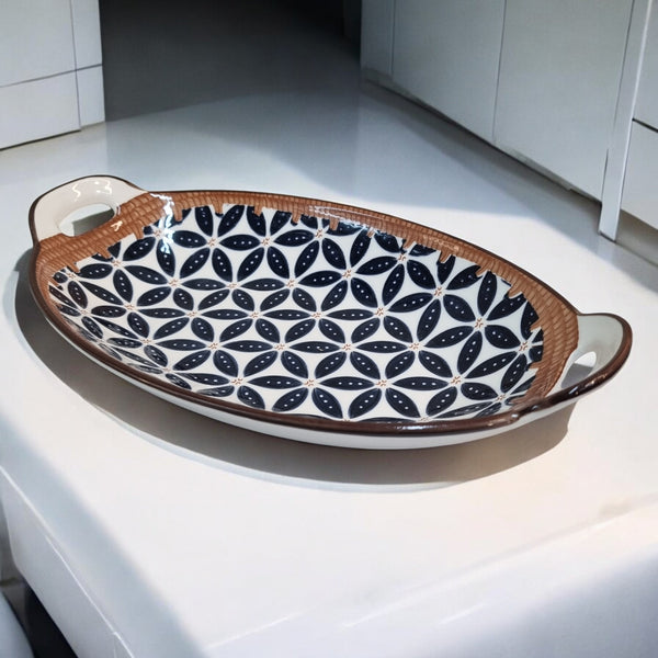 Starburst Ceramic Oval Tray (10 inch)