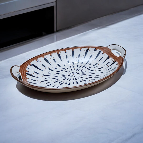 Chich Splatter Ceramic Oval Tray (10 inch)