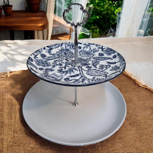 Midnight Charm 2-Tier Serving Tray