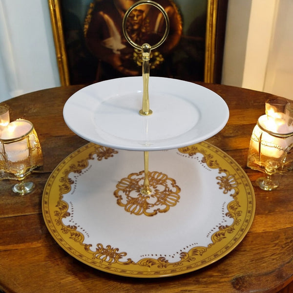 Classic Golden Baroque 2-Tier Serving Tray