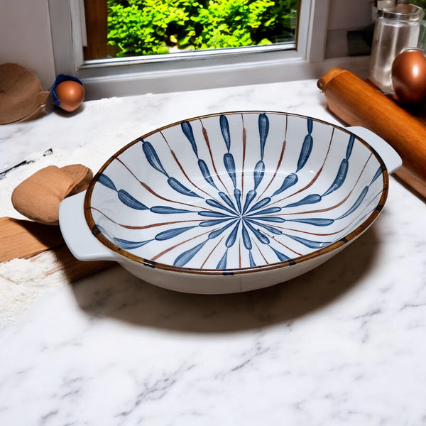 Artisan Blue & White Ceramic Serving Dish