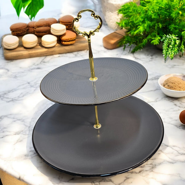 Midnight 2-Tier Serving Tray