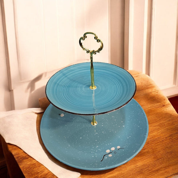 Sky Blue 2-Tier Serving Tray