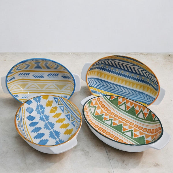 Tribal-Inspired Ceramic Serving Dish