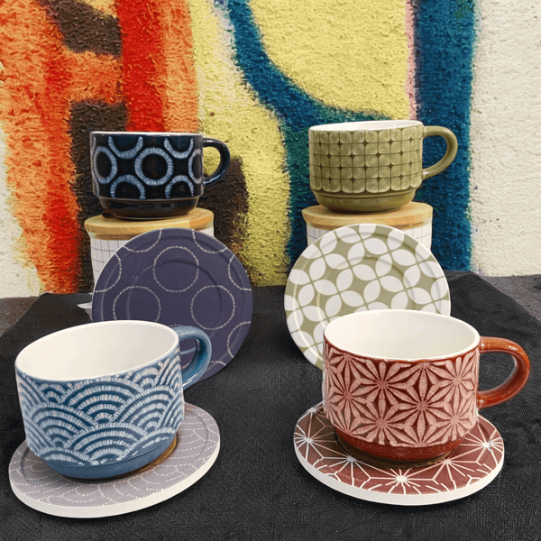 Organza Pattern Series - Ceramic Mugs with Coasters