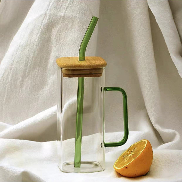 Glass Cup with Bamboo Lid (450ml)