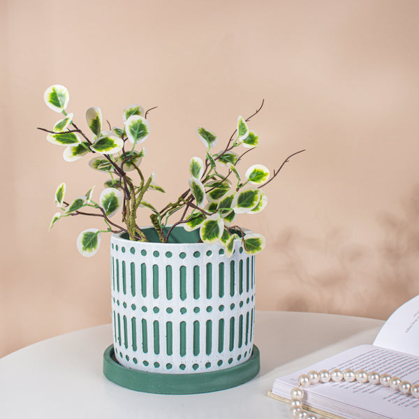 Green Geometric Plant Pot