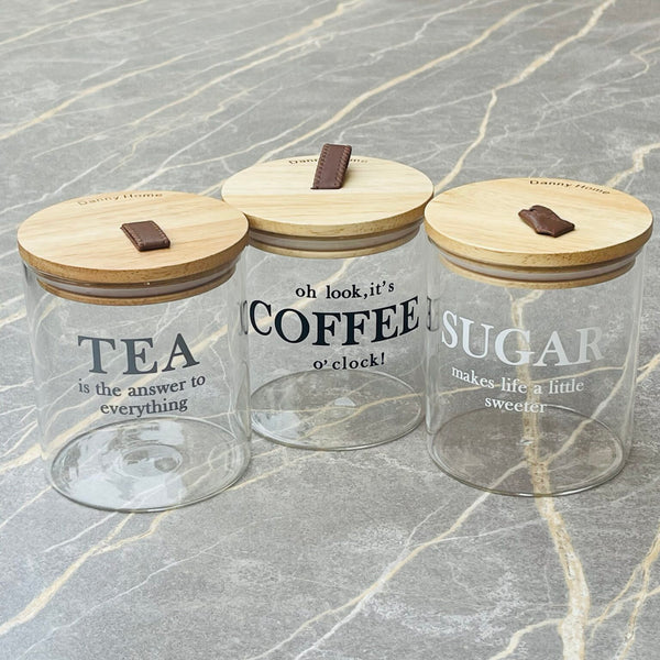 Elegant Glass Storage Jars with Wooden Lids (Set of 3)