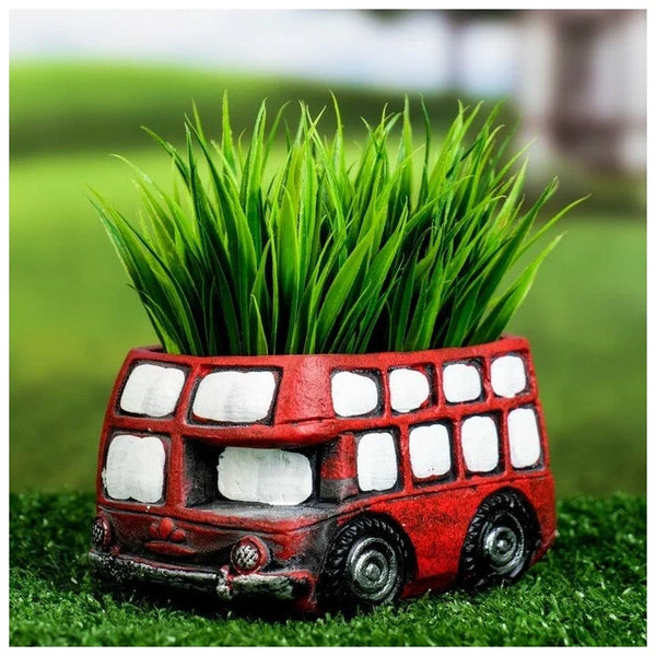 Red Double-Decker Bus Plant Pot