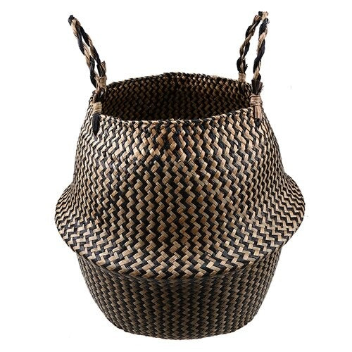 Seagrass Rattan Basket (XL)- Black Mosaic