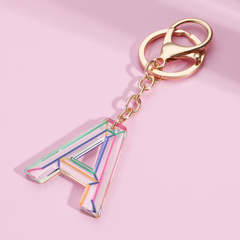 Rainbow Letter Keychain