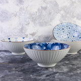 Blue Ditsy Ceramic Ramen Bowl