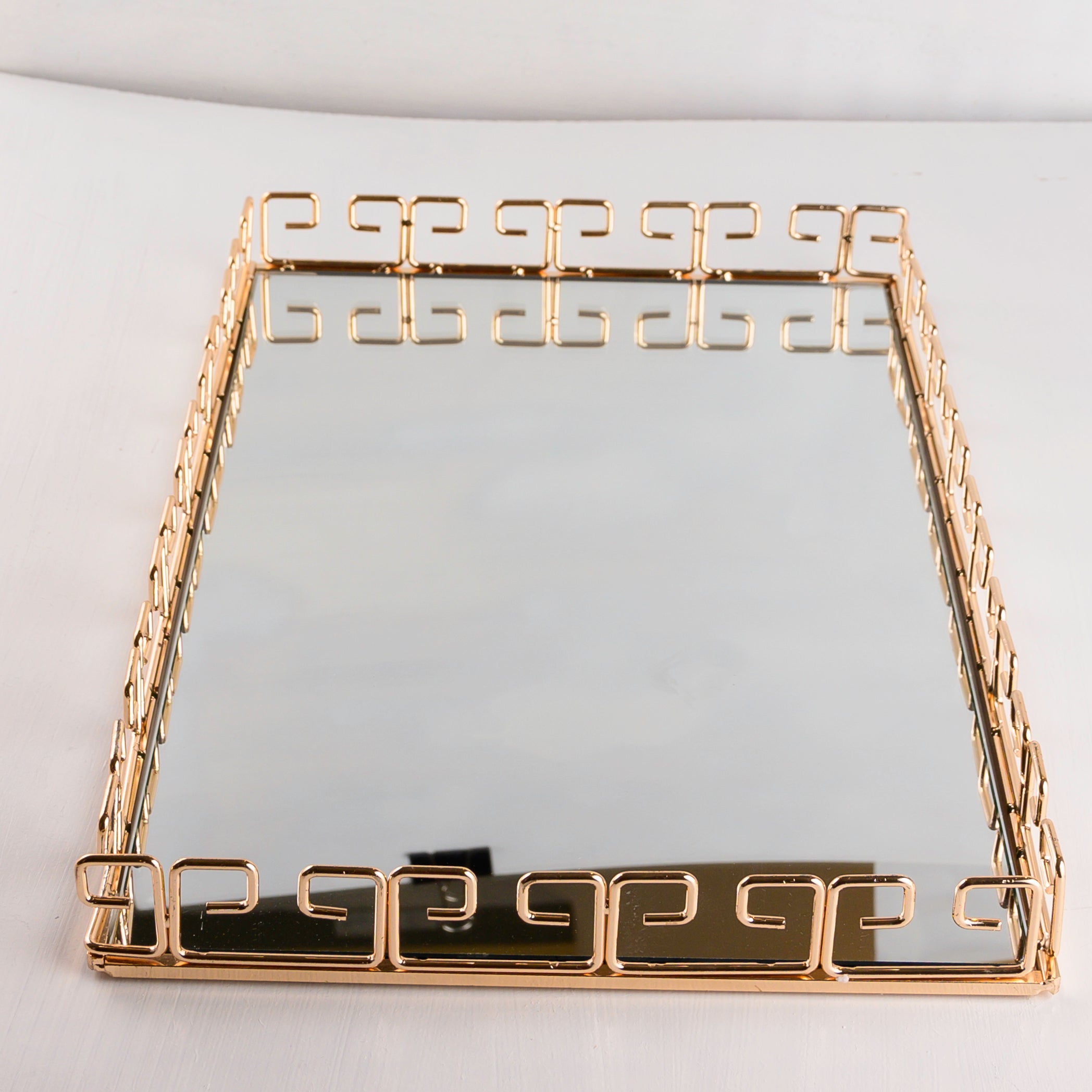 Rose Gold Tartan Mirror Vanity Tray